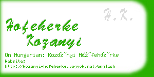 hofeherke kozanyi business card